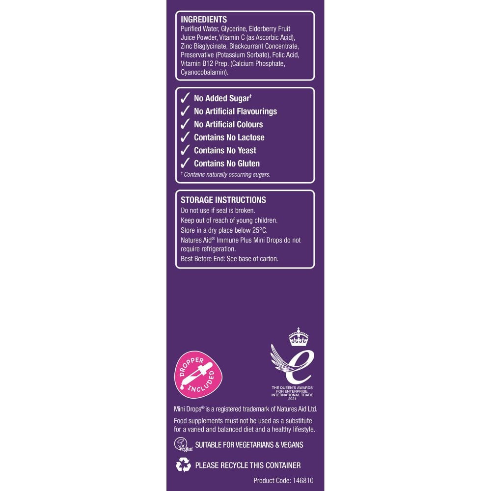 Formula immunitaria con gocce di sambuco per bambini (Mini Drops Immune Plus) 50ml NaturesAid