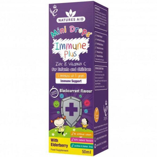 Formula immunitaria con gocce di sambuco per bambini (Mini Drops Immune Plus) 50ml NaturesAid