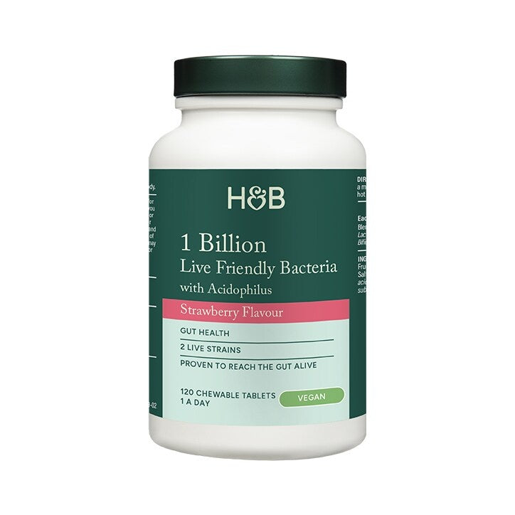 Probiotico con Acidophilus (Acidophilus masticabile alla fragola 1 miliardo) 1 miliardo. 120 compresse masticabili OLANDA & BARRETT