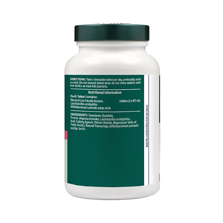 Probiotico con Acidophilus (Acidophilus masticabile alla fragola 3 miliardi) 3 miliardi. 120 compresse masticabili OLANDA & BARRETT