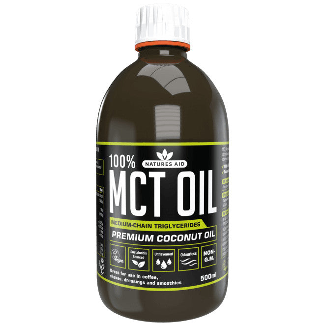 Trigliceridi a catena media da olio di cocco (olio MCT al 100%) 500 ml NaturesAid