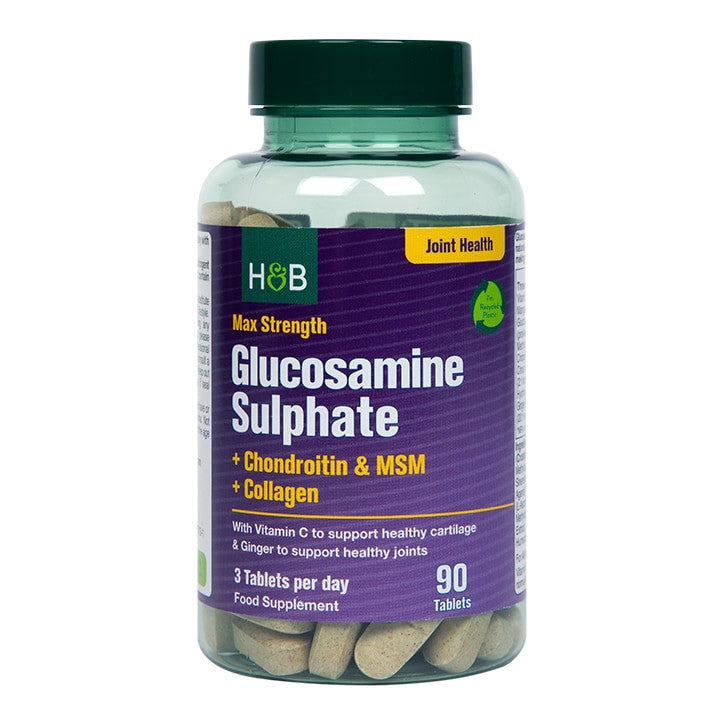 Solfato di glucosamina a massima potenza | Inoltre condroitina, MSM e collagene - 90 compresse