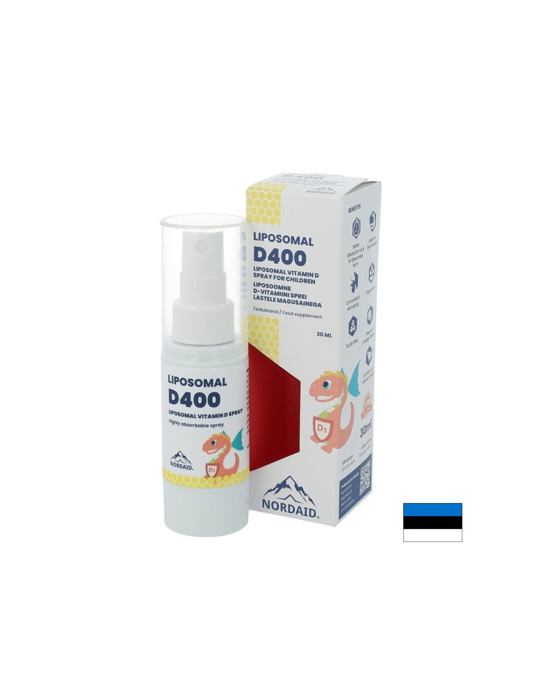 Vitamina liposomiale D3 400 UI ad alto assorbimento - Forte immunità e ossa e denti sani nei bambini, Spray orale 30 ml, 200 dosi