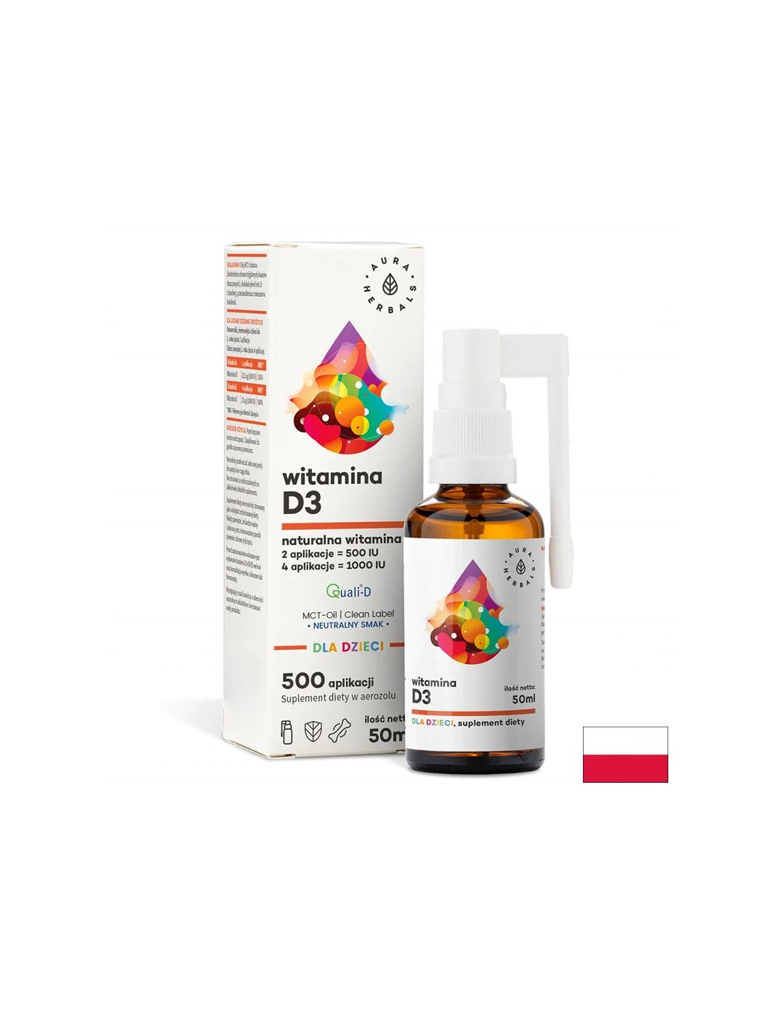 Cura delle ossa e forte immunità - Vitamina D3 per bambini e adulti, Spray orale, 50 ml <tc>Aura Herbals</tc>