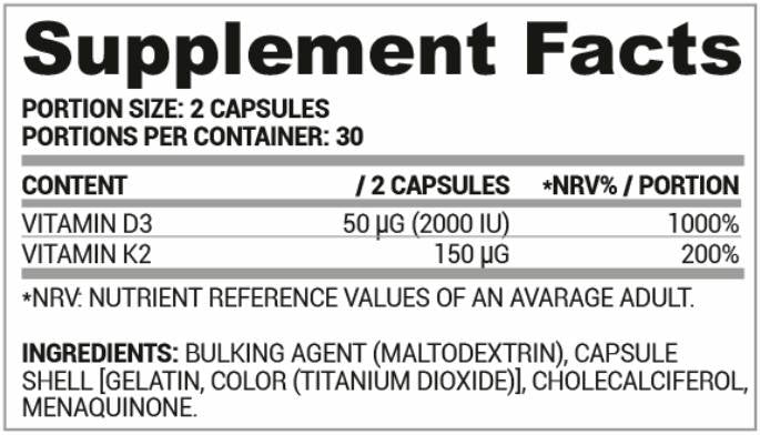 Vitamina D3+K2 60 capsule