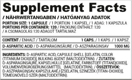 DAA Scuro | Acido D-Aspartico 1000 mg 120 capsule