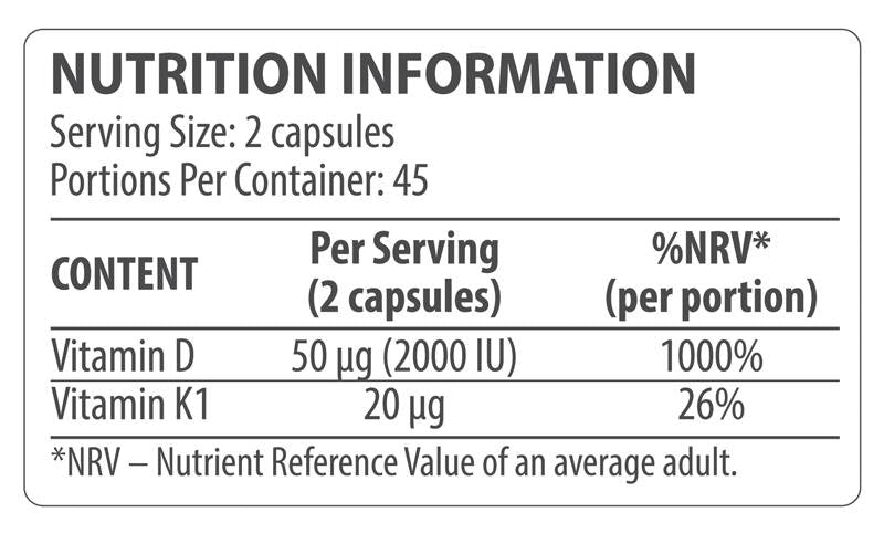 Vitamina D3 + K1 90 Capsule