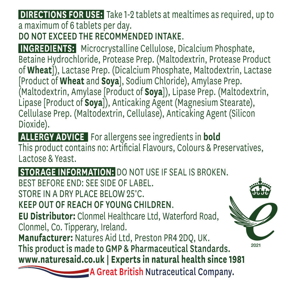 Enzimi digestivi (Digestive Enzyme Complex) 60 compresse NaturesAid