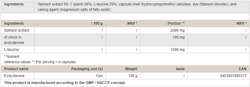 Ecdisterone - 120 capsule