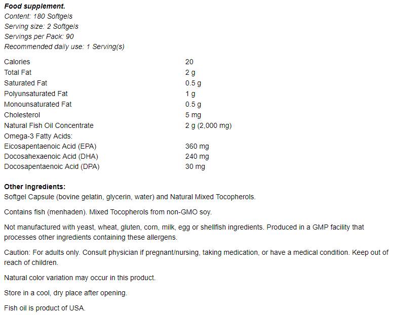 Eco - Sostenere Omega 3 - 180 capsule di gel