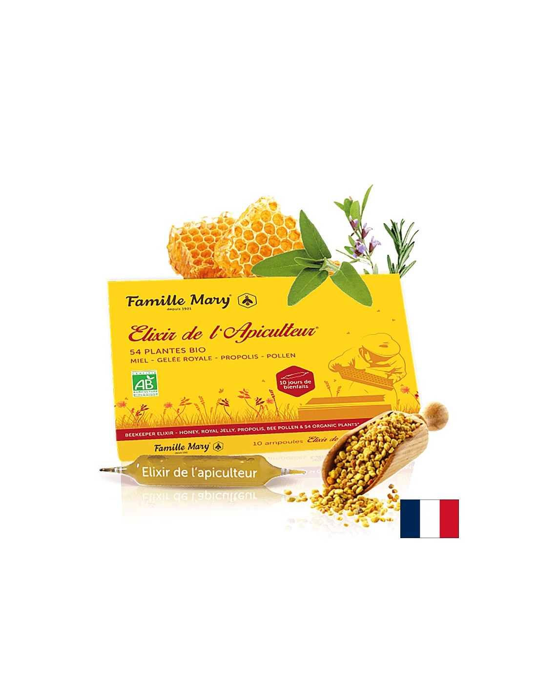 Elixir de l'Apiculteur® - Bee Elixir (con miele, pappa reale, polline d'api, propoli e 54 piante biologiche) Famille Mary