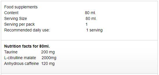 Shock energetico | Shot pre-allenamento - 80 ml