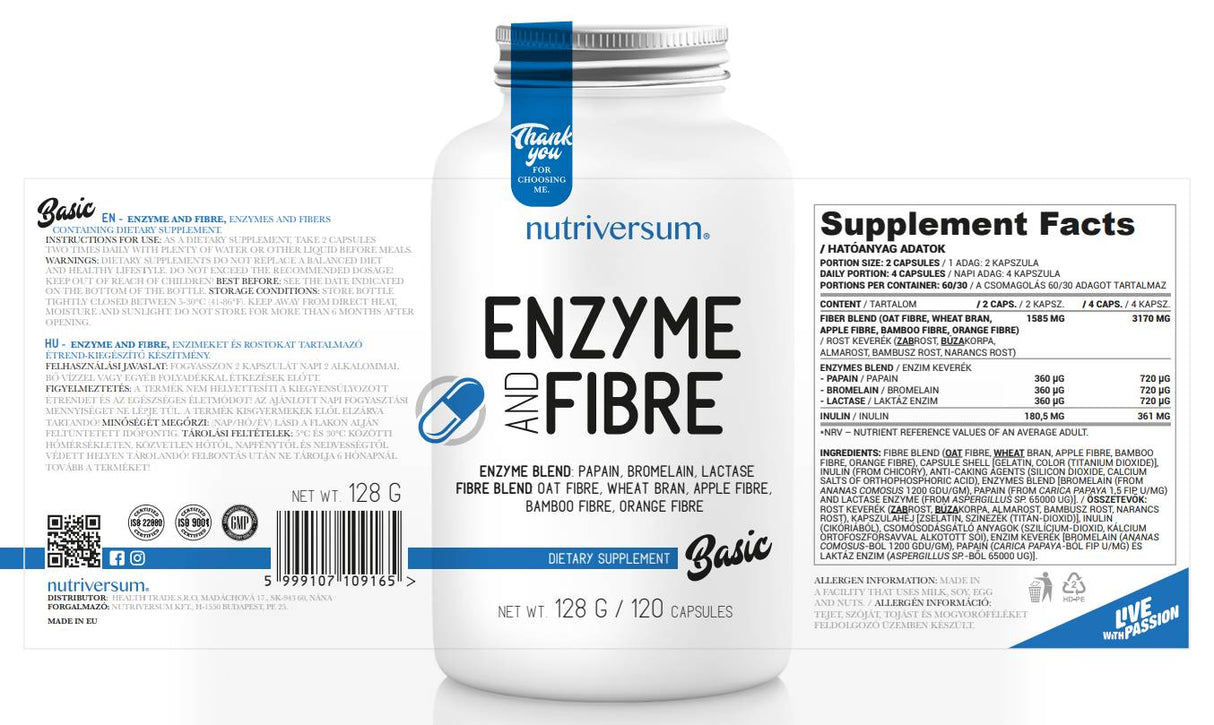 Miscela di enzimi e fibre 120 capsule