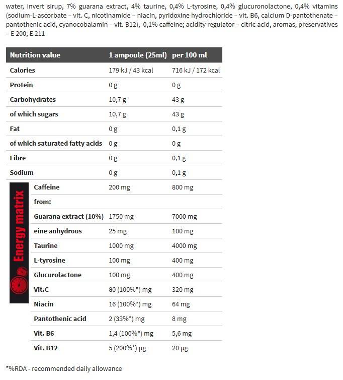 Booster energetico Extreme Speed ​​Shot 20 x 25 ml