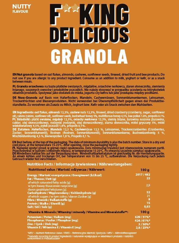 F**KING Granola deliziosa | Nocciolato - 300 grammi