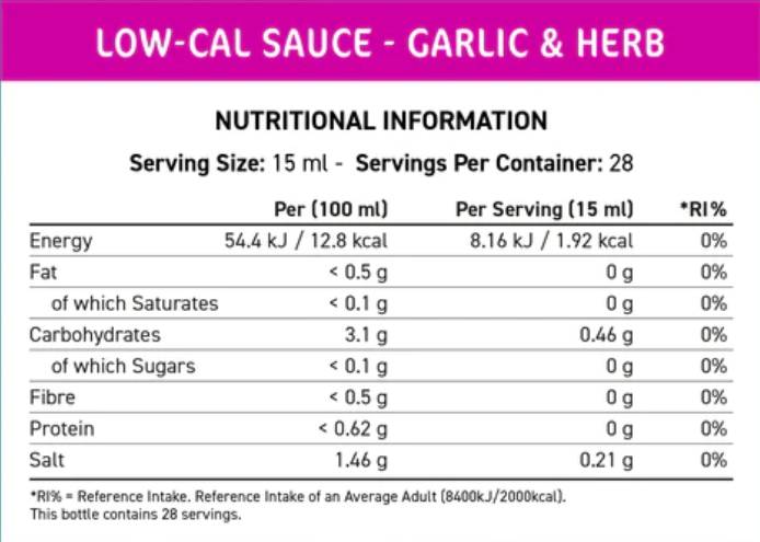 Salsa ipocalorica Fit Cuisine | Aglio & Erbe aromatiche - 425 ml