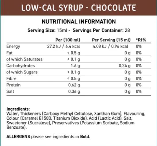 Sciroppo a basso contenuto calorico Fit Cuisine | Cioccolato - 425 ml