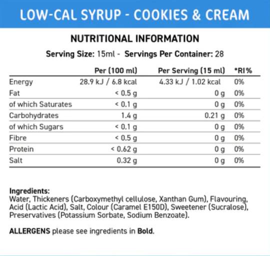 Sciroppo ipocalorico Fit Cuisine | Biscotti & Crema - 425 ml