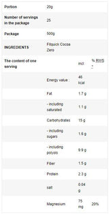 FitQuick Cacao Zero | con eritritolo - 500 grammi
