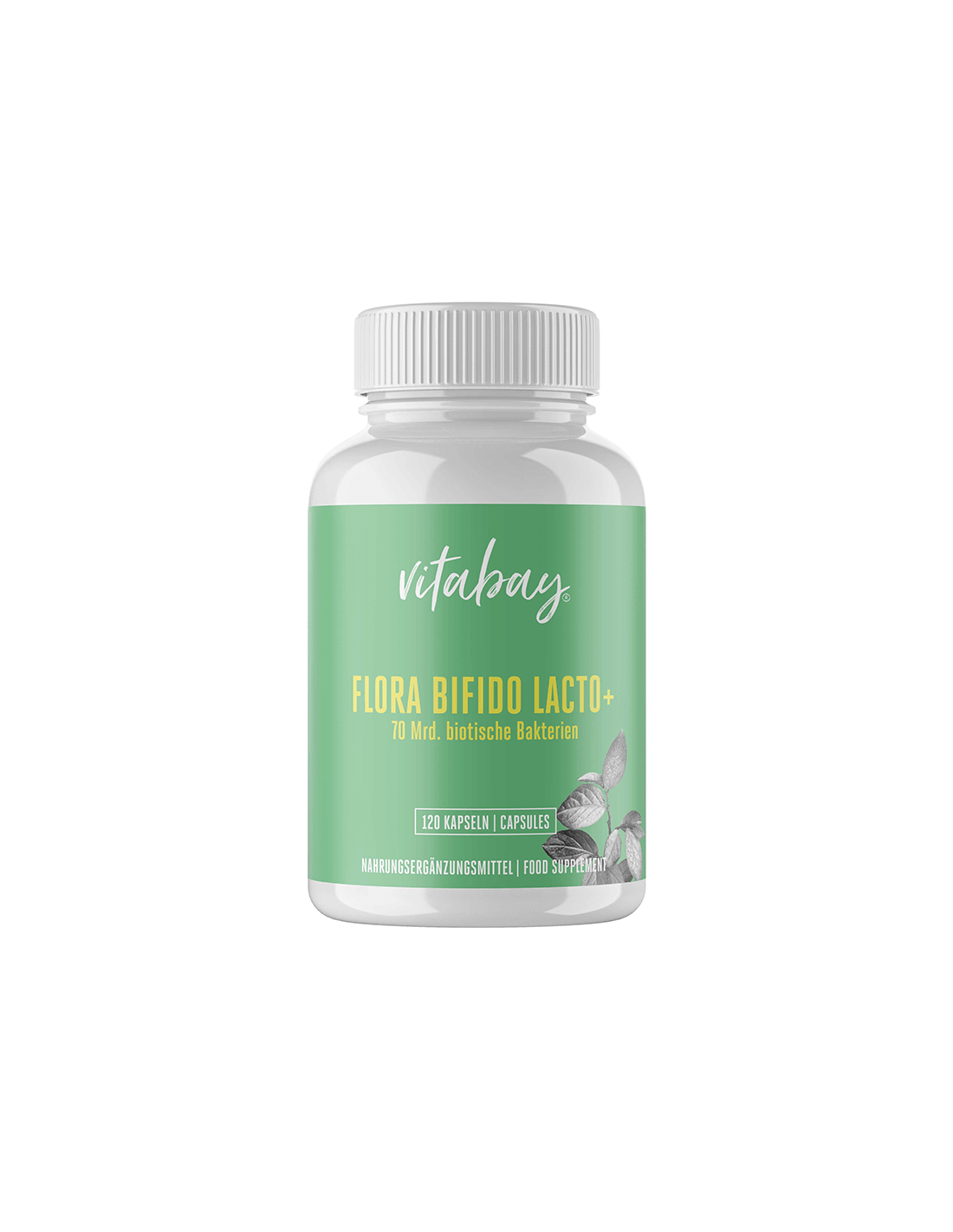 Probiotico + Zinco Flora Bifido Lacto + (70 miliardi di probiotici, formula a 14 ceppi), 120 <tc>Vitabay</tc> Capsule