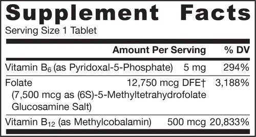 Folate Forte - Metil Folato + Metil B12 + P-5-P - Folato 30 compresse