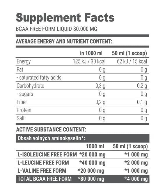 BCAA LIQUIDI in forma libera 80000 mg - 1000 ml