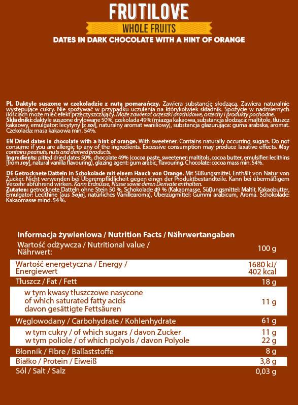 FrutiLove | Datteri al Cioccolato Fondente e Arancia 300 grammi