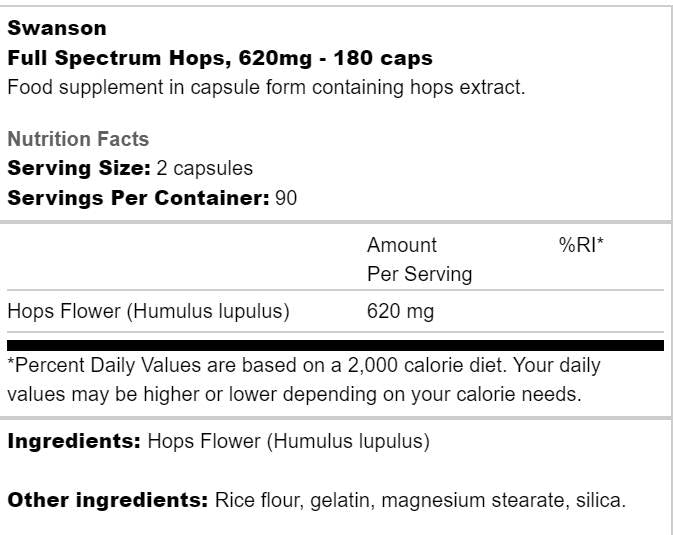 Luppolo a spettro completo 620 mg 180 capsule