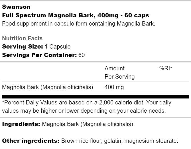 Corteccia di magnolia a spettro completo 400 mg 60 capsule