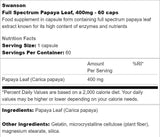 Foglia di papaya a spettro completo 400 mg 60 capsule