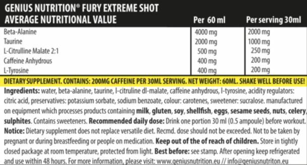Furia estrema Shot - 60 ml
