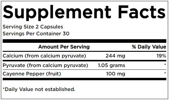 Formula di energia del piruvato calcio 60 Capsule