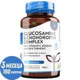 Glucosamina Condroitina /180 capsule, 90 giorni/ con Curcuma, Zenzero & Vitamina C <tc>Nutravita</tc>