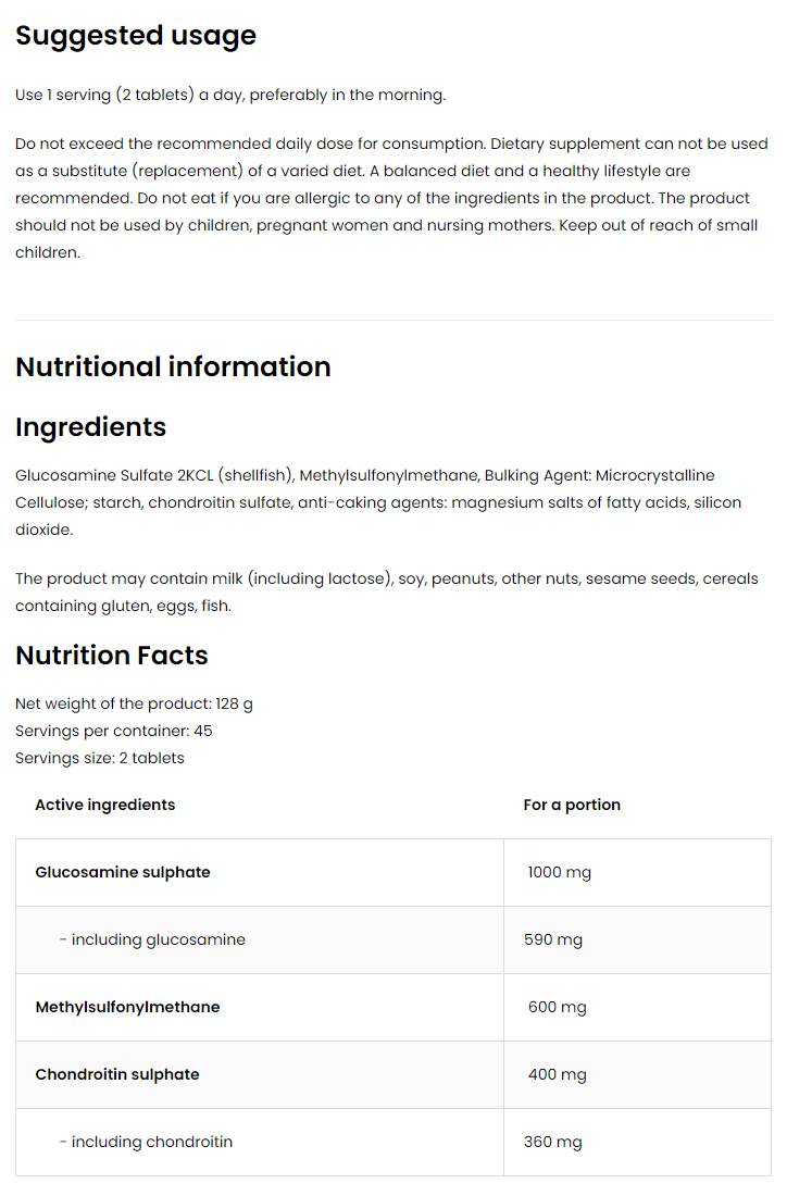 Glucosamina + MSM + Condroitina - 30 Compresse