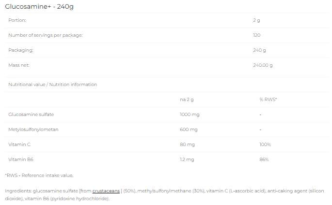 Glucosamina in polvere - 240 grammi