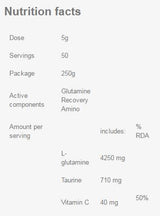 Amino per il recupero della glutammina - 250 grammi