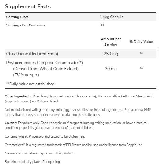 Sbiancante per la pelle al glutatione™ | con Ceramosides® - 30 capsule