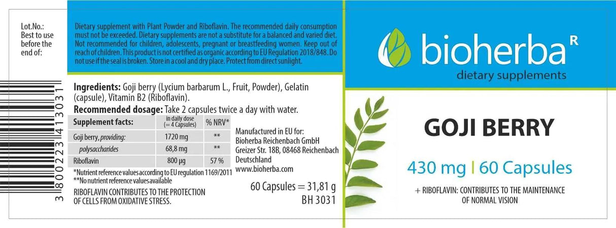 Bacche di Goji 430 mg - 60 capsule