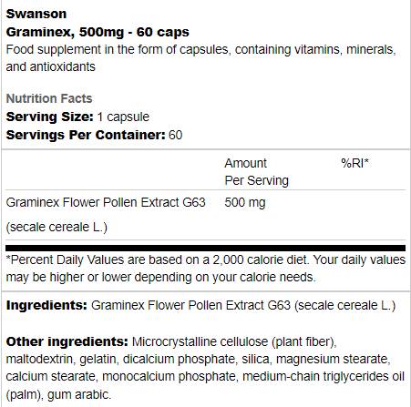 Graminex 500 mg | Estratto di polline di fiori 60 capsule