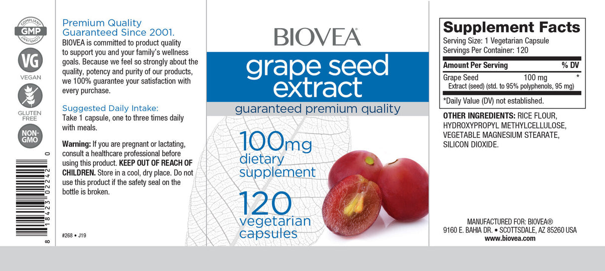 Estratto di semi d'uva 100 mg/120 capsule