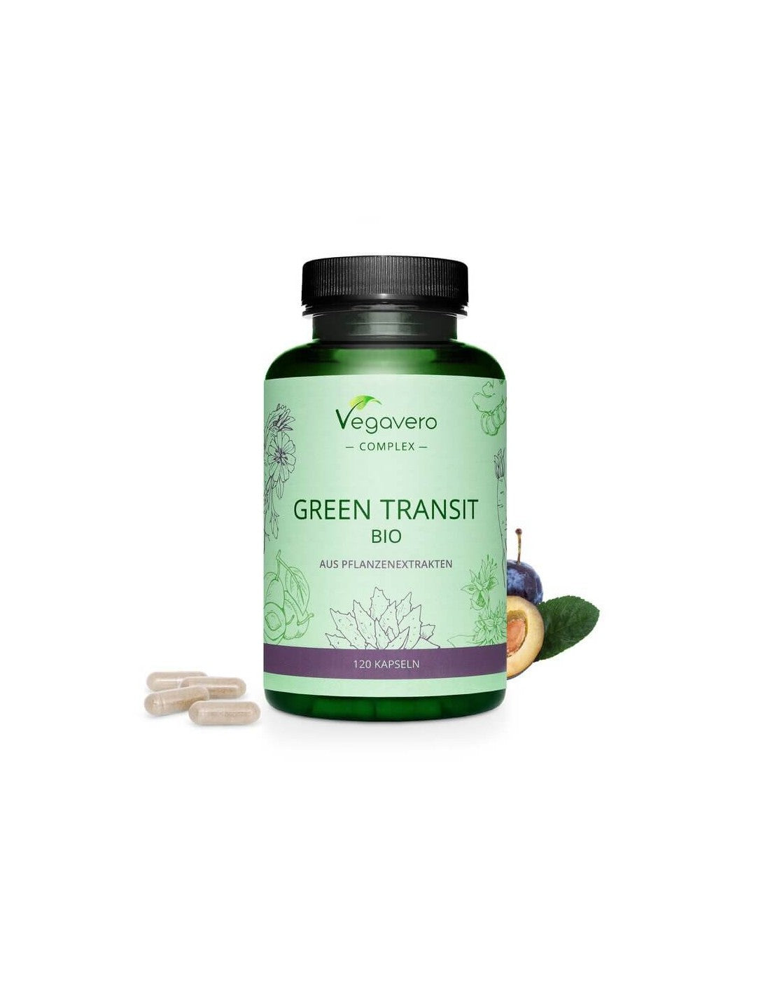 Green Transit Bio/Formula a base di erbe per una buona digestione, 120 <tc>Vegavero</tc> capsule
