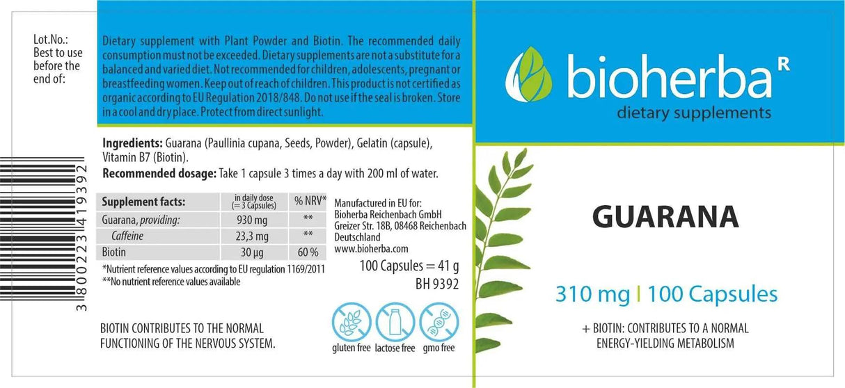 Guaranà 310 mg - 100 capsule