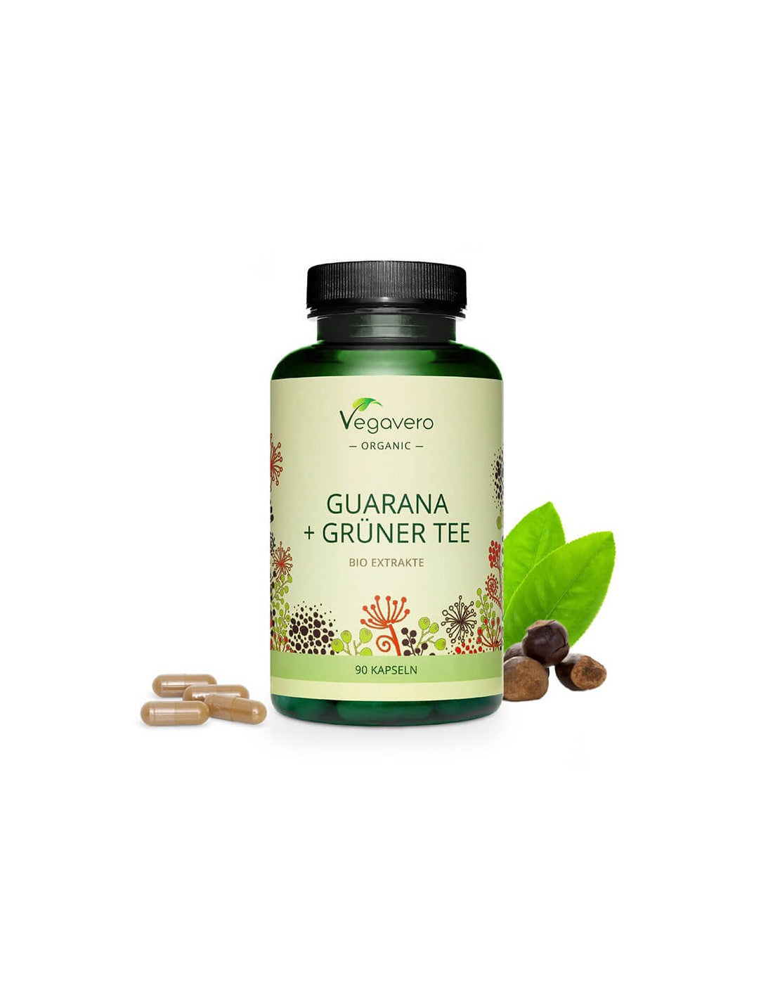 Guaranà + Grüner Tee Bio Extrakte - Estratto di guaranà e tè verde, 90 <tc>Vegavero</tc> capsule