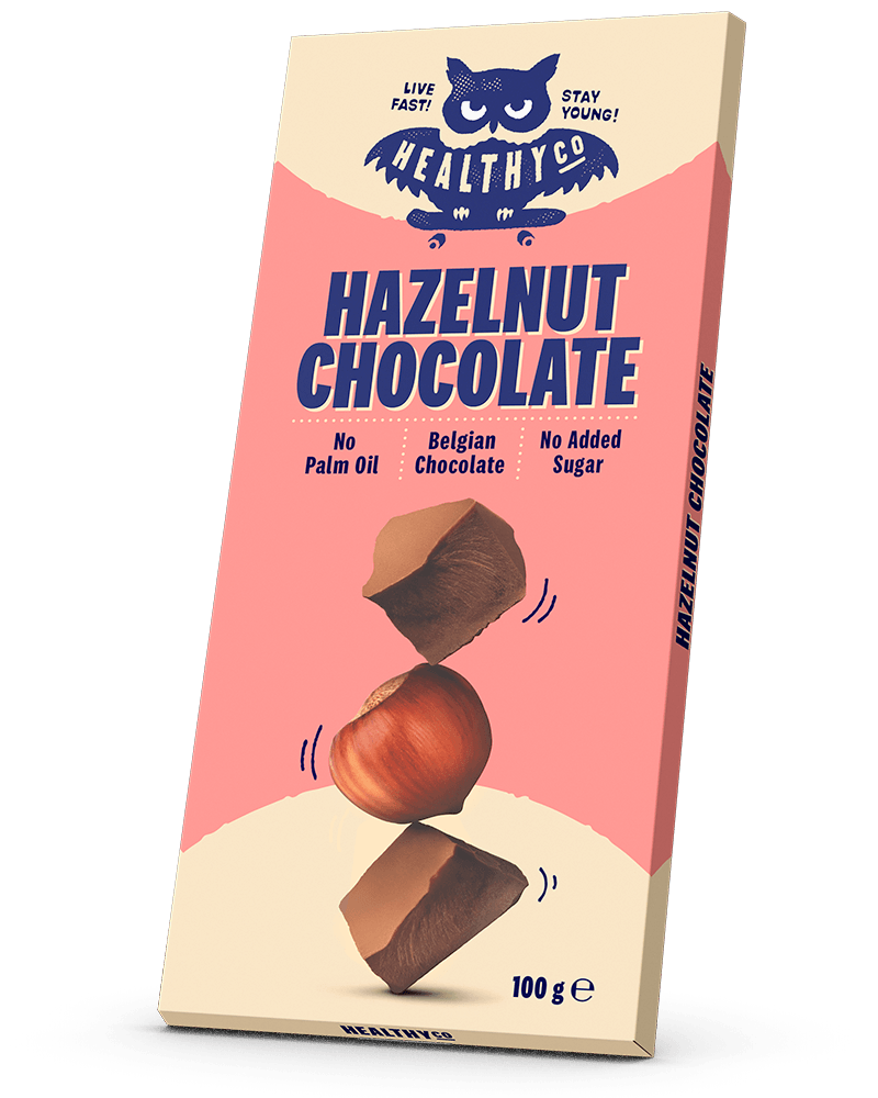 <tc>HealthyCo</tc> cioccolato con nocciole 100 grammi - senza zuccheri aggiunti e senza olio di palma