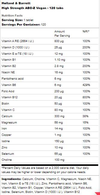 ABC-Z Vegan ad alta resistenza - 120 Compresse