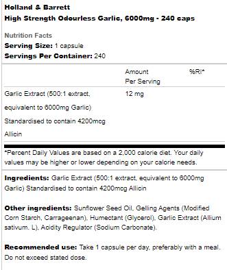 Aglio inodore ad alta potenza 6000 mg - 240 capsule