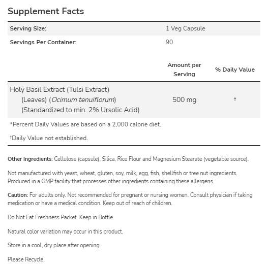 Estratto di Basilico Santo 500 mg - 90 capsule
