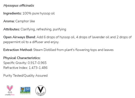 Olio di issopo | Hyssopus Officinalis puro al 100% - 30 ml