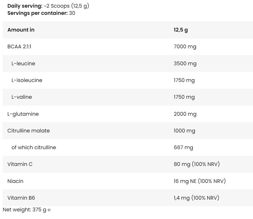 ICE BCAA | con L-Glutammina & L-Citrullina - 375 grammi