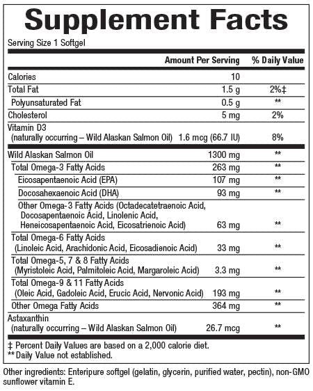 Olio di salmone al 100% olio di salmone selvatico Omega completa - 90 capsule gel
